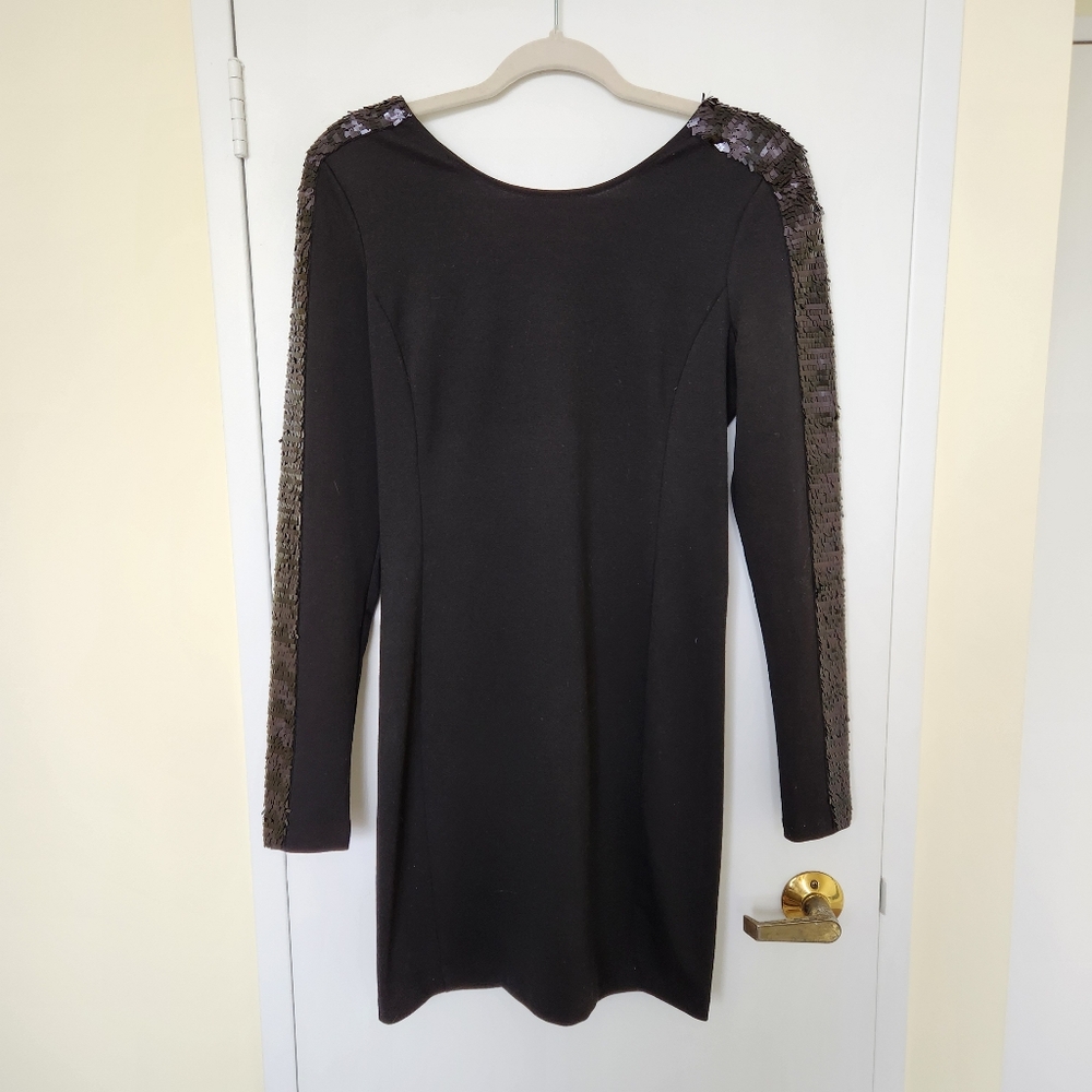 Armani Exchange Black Sequined Body Con Dress